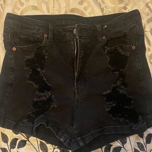 American Eagle Outfitters Black Ripped Jean Shorts